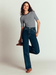 Boden Blue Ribbed Cotton T-Shirt - Image 4 of 7