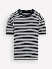 Boden Blue Ribbed Cotton T-Shirt - Image 7 of 7