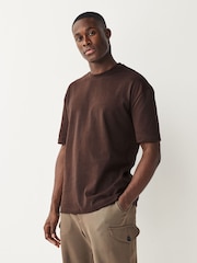 Brown Relaxed Fit Heavyweight Cotton T-Shirt - Image 3 of 7