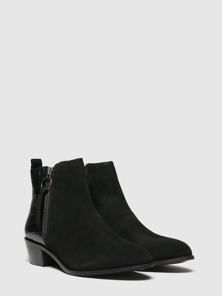 Schuh Black Cara Suede Side Zip Boots - Image 2 of 4