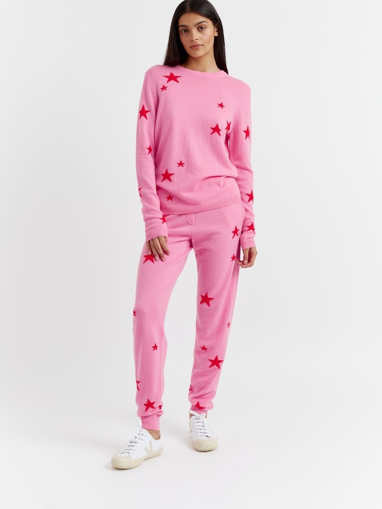 Chinti & Parker Pink Star Track Cashmere Blend Joggers - Image 1 of 3