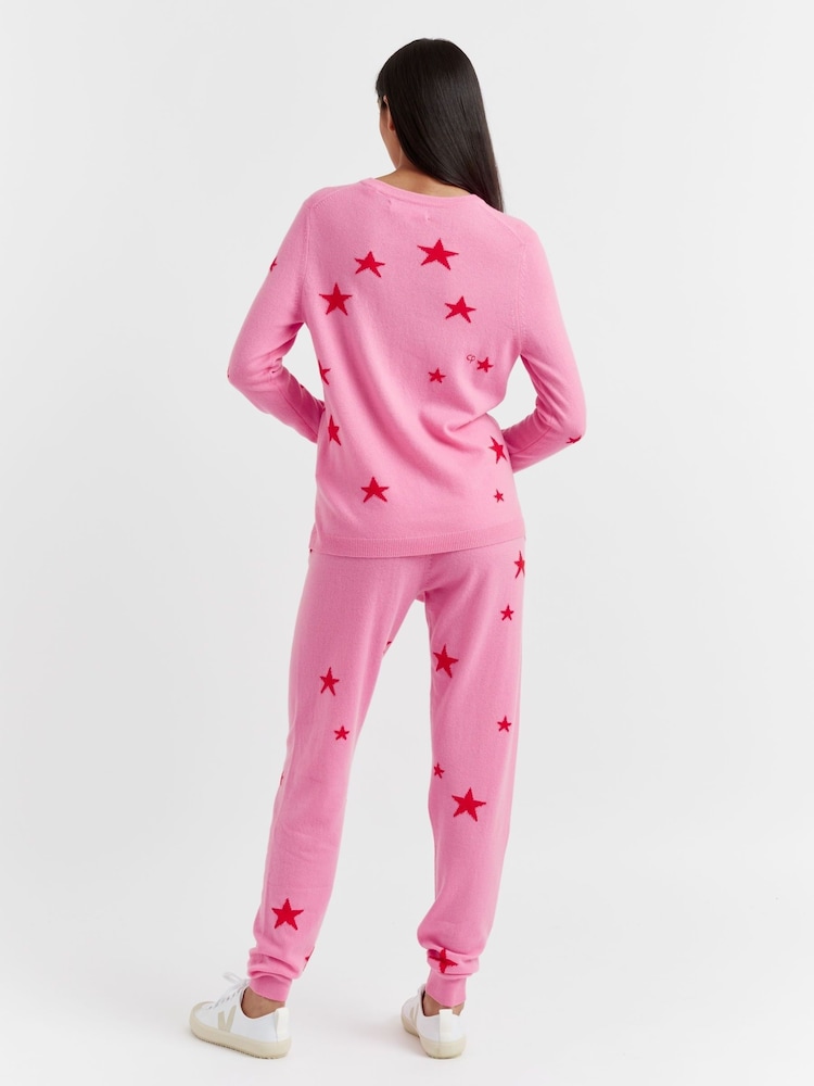 Chinti & Parker Pink Star Track Cashmere Blend Joggers - Image 2 of 3