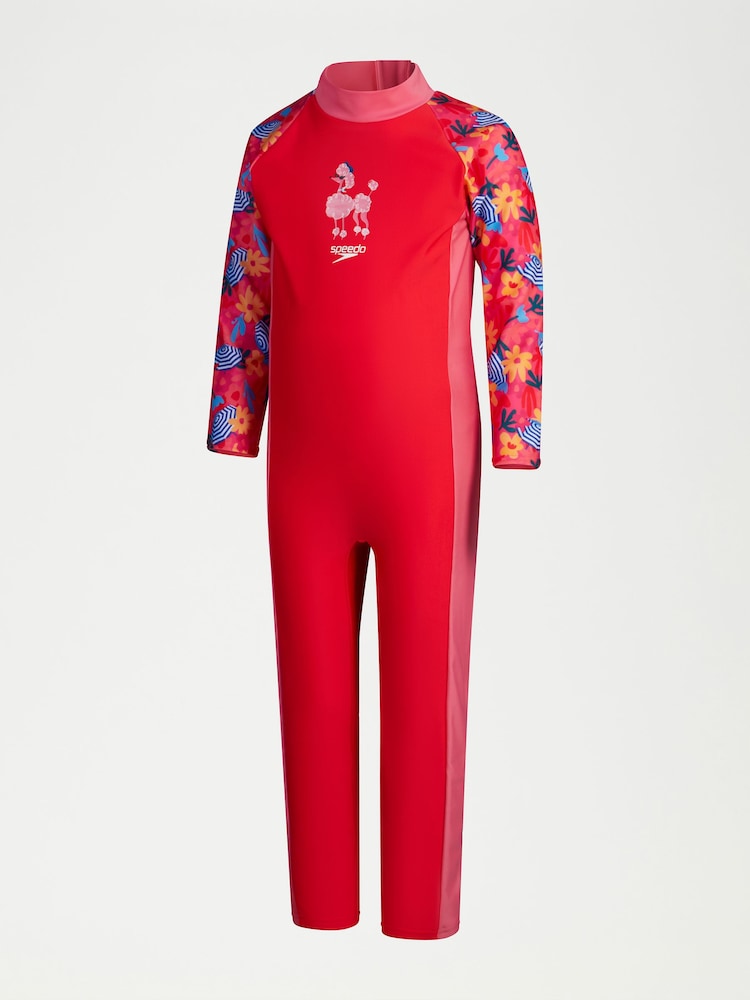 Speedo Pink Girls Full Coverage All-In-One Sunsafe Suit - Image 1 of 4