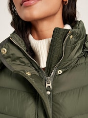 Joules Pembury Khaki Green Showerproof Long Padded Coat With Hood - Image 4 of 7