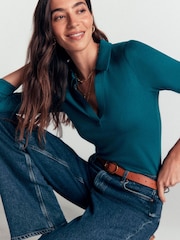 Boden Blue Supersoft Open Collar Shirt - Image 1 of 4