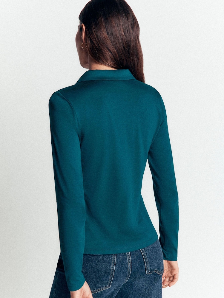 Boden Blue Supersoft Open Collar Shirt - Image 2 of 4