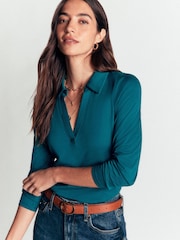 Boden Blue Supersoft Open Collar Shirt - Image 3 of 4