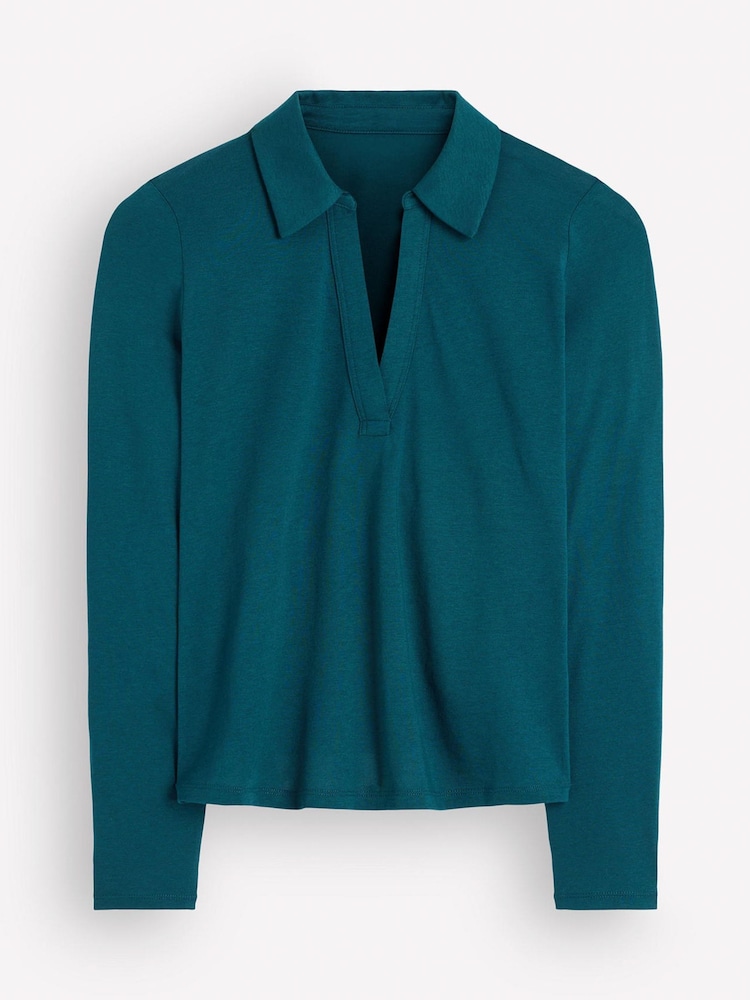 Boden Blue Supersoft Open Collar Shirt - Image 4 of 4