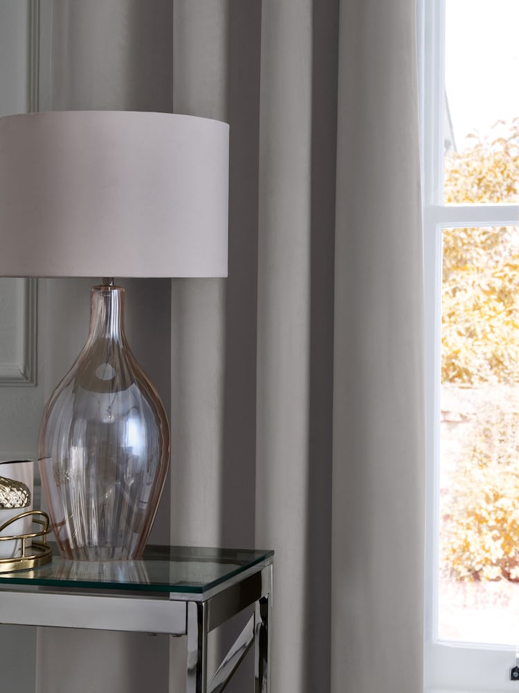Grey Matte Velvet Lined Curtains - Image 5 of 7