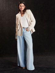 Bleach Wash 100% Cotton Palazzo Wide Leg Jeans - Image 1 of 7