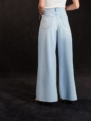 Bleach Wash 100% Cotton Palazzo Wide Leg Jeans - Image 4 of 7
