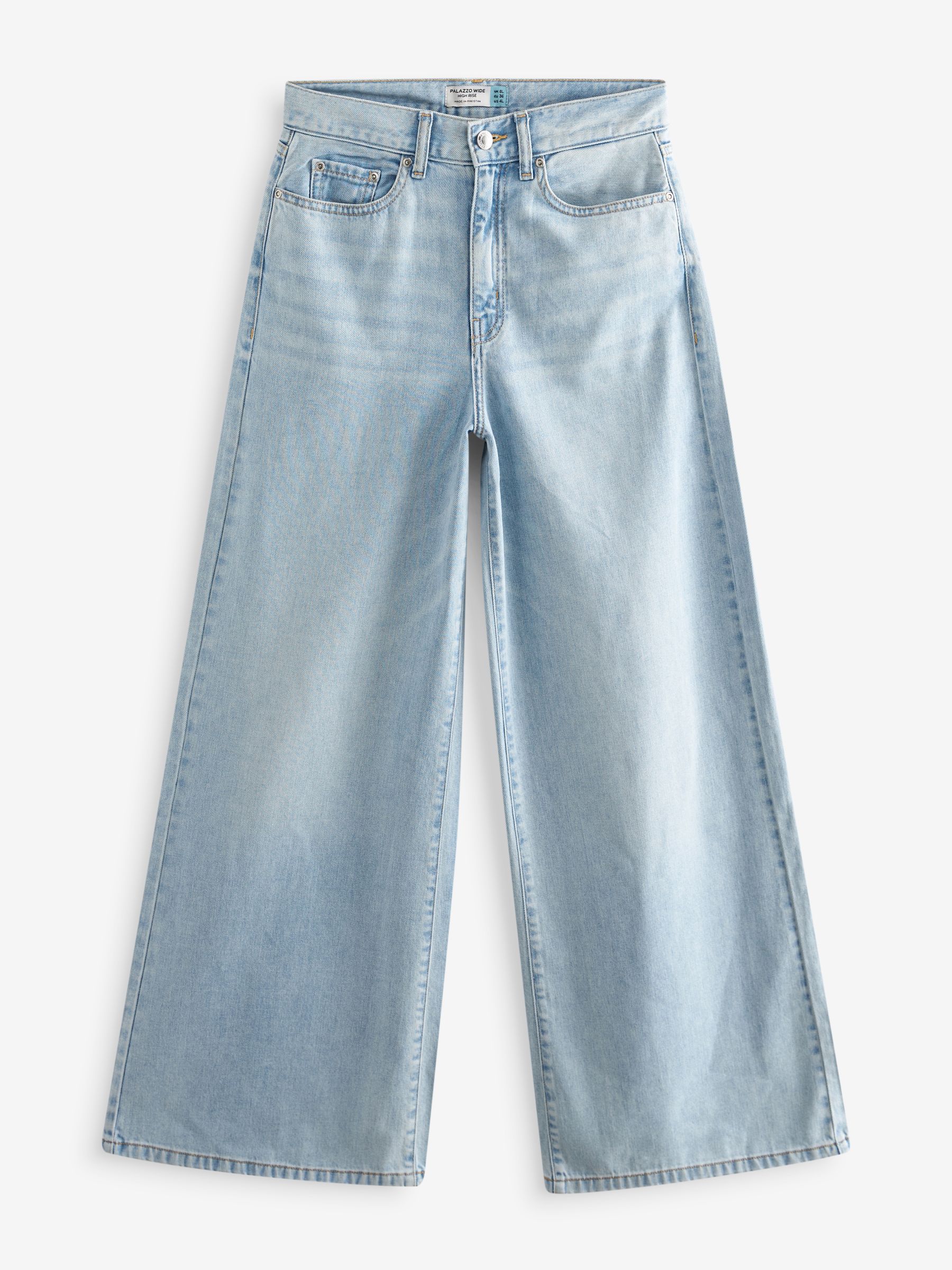Buy Bleach Wash 100% Cotton Palazzo Wide Leg Jeans from Next