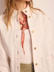 Mint Velvet White Lace Trim Denim Jacket - Image 4 of 8