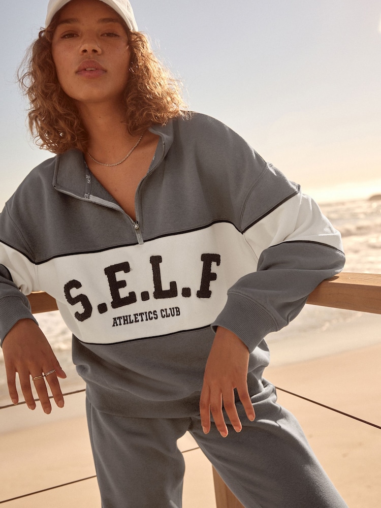 Self. Grey Half Zip Sweatshirt - Image 1 of 8