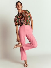 Boden Brown Tie Neck Silk Top - Image 5 of 7