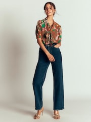 Boden Brown Tie Neck Silk Top - Image 6 of 7