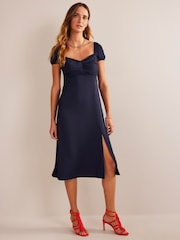 Boden Blue Cap Sleeve Bias Tea Dress - Image 1 of 5