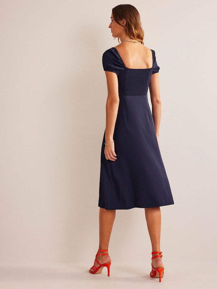 Boden Blue Cap Sleeve Bias Tea Dress - Image 2 of 5