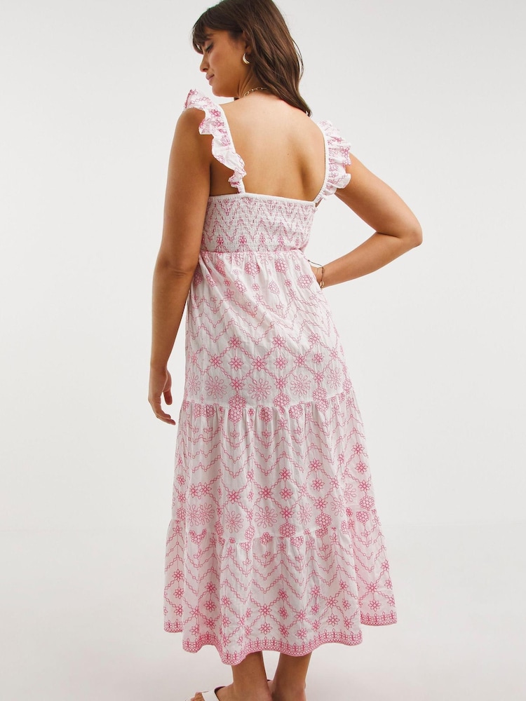 Figleaves Pink Frida Embroidered Maxi Beach Dress - Image 2 of 5 Figleaves Pink Frida Embroidered Maxi Beach Dress - Image 2 of 5
