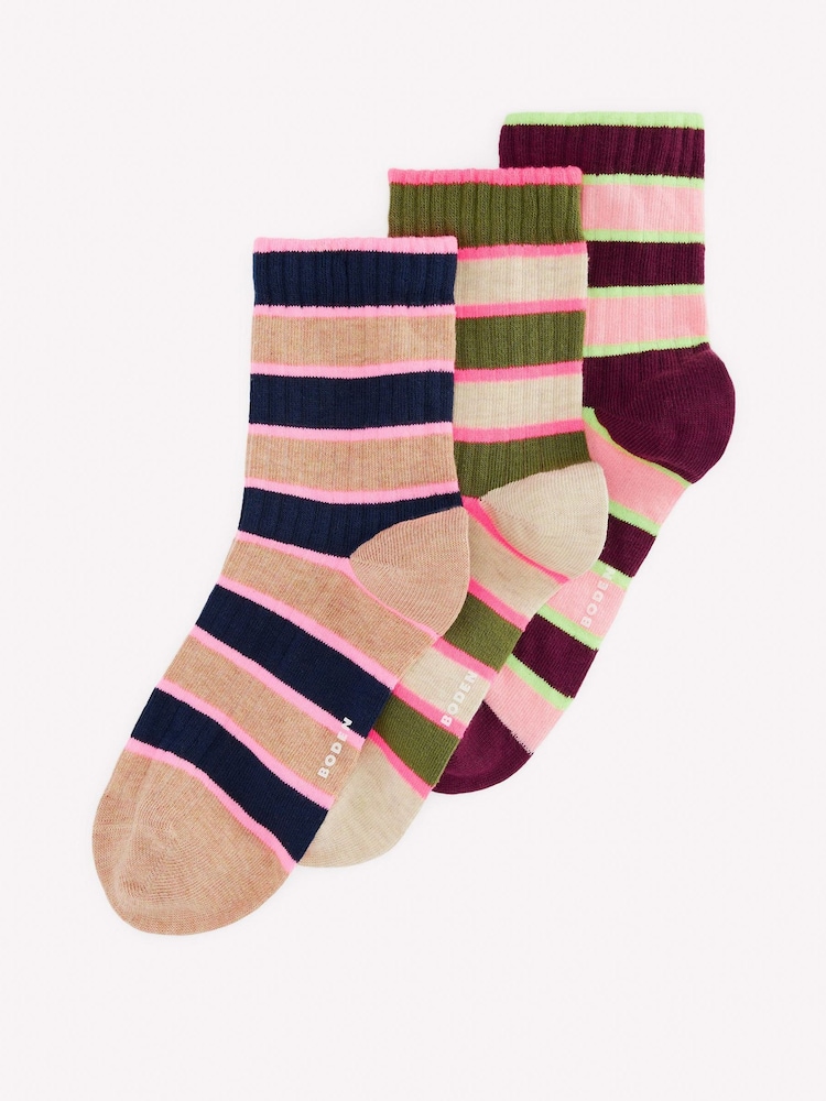 ស្រោមជើង Boden Neon Pop Stripe កញ្ចប់ 3 - រូបភាព 1 នៃ 3