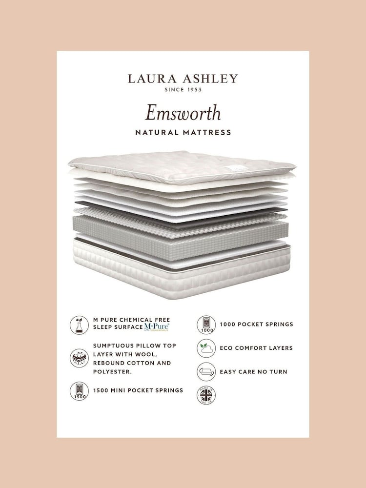 Laura Ashley White Emsworth 2500 Pocket Sprung Firm Mattress - Image 3 of 3