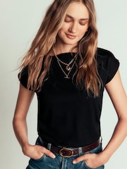 Boden Black Supersoft Slash Neck T-Shirt - Image 1 of 6