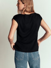 Boden Black Supersoft Slash Neck T-Shirt - Image 3 of 6