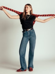Boden Black Supersoft Slash Neck T-Shirt - Image 4 of 6
