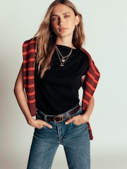 Boden Black Supersoft Slash Neck T-Shirt - Image 5 of 6