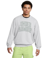 Under Armour Grey Icon HWT Terry Crew Sweat Top - Image 1 of 3