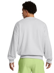 Under Armour Grey Icon HWT Terry Crew Sweat Top - Image 2 of 3