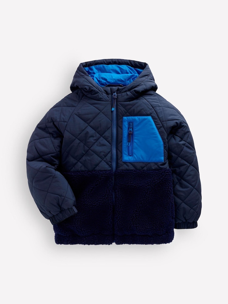 Boden Blue Quilted Borg Jacket - Image 1 of 5