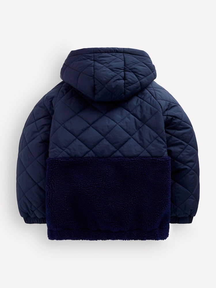 Boden Blue Quilted Borg Jacket - Image 2 of 5