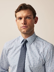 Blue Floral/Blue Textured Polka Dot Regular Fit Occasion Shirt And Tie Pack - Image 4 of 9