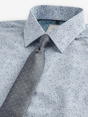 Blue Floral/Blue Textured Polka Dot Regular Fit Occasion Shirt And Tie Pack - Image 8 of 9