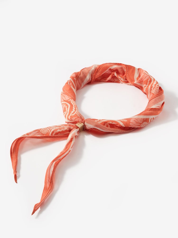 Mint Velvet Orange Tara Print Skinny Scarf - Image 6 of 6 Mint Velvet Orange Tara Print Skinny Scarf - Image 6 of 6