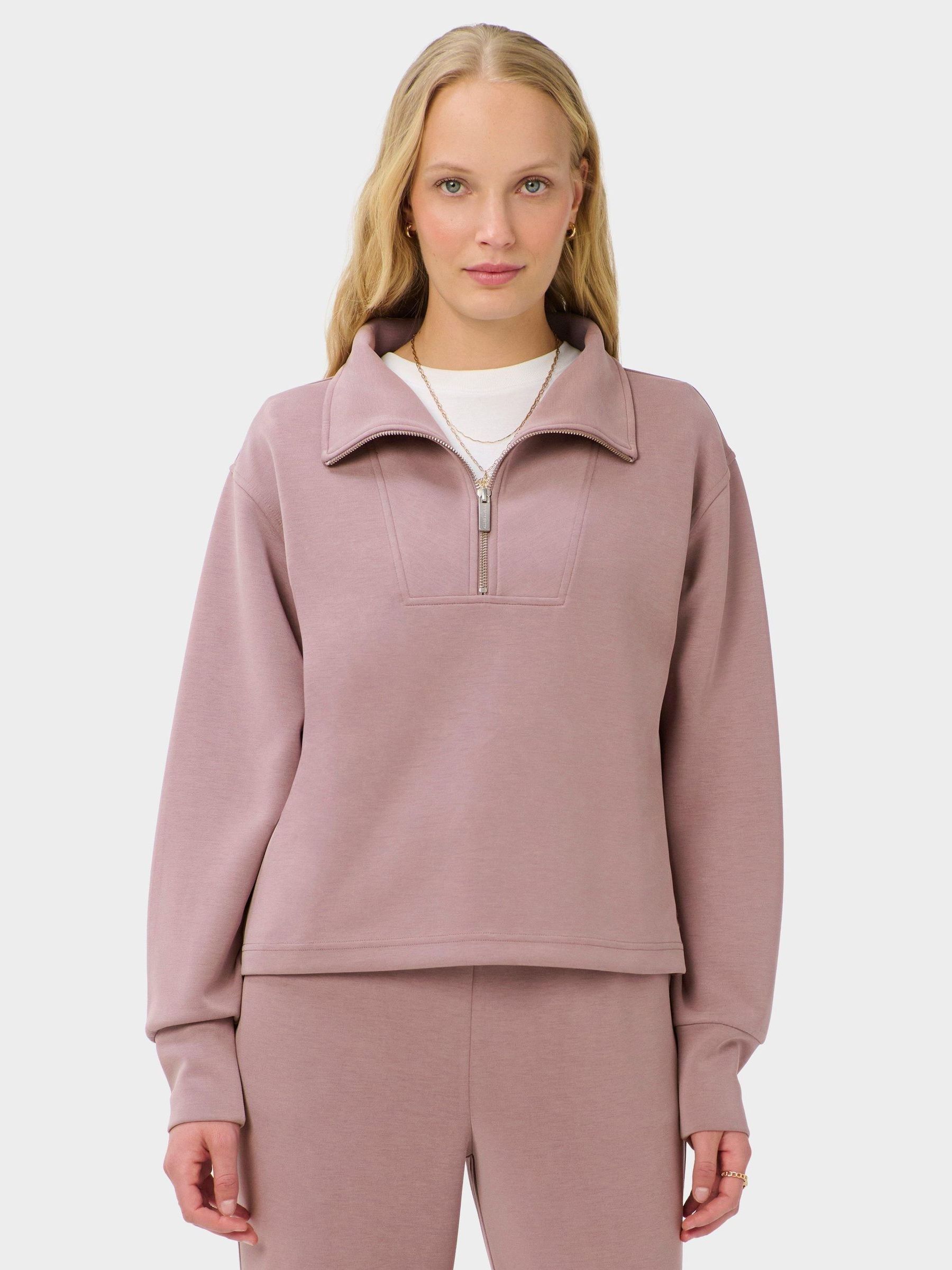 Buy Sweaty Betty Purple Sand Wash Half Zip Crop Sweatshirt from
