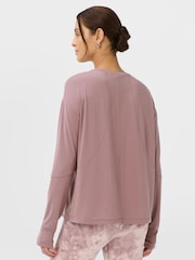 Sweaty Betty Purple Soft Flow Studio Long Sleeve Top - Image 3 of 6