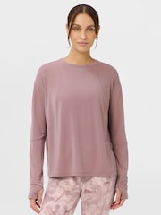 Sweaty Betty Purple Soft Flow Studio Long Sleeve Top - Image 4 of 6
