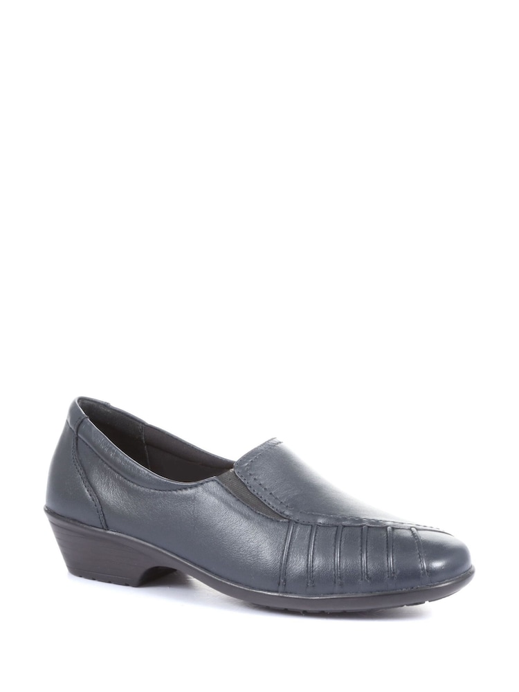 Pavers Blue Ladies Wide Fit Leather Slip-On Shoes - Image 2 of 5 Pavers Blue Ladies Wide Fit Leather Slip-On Shoes - Image 2 of 5