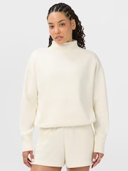 Sweaty Betty White Revive Rib Mix Funnel Neck Jumper - Image 1 of 7