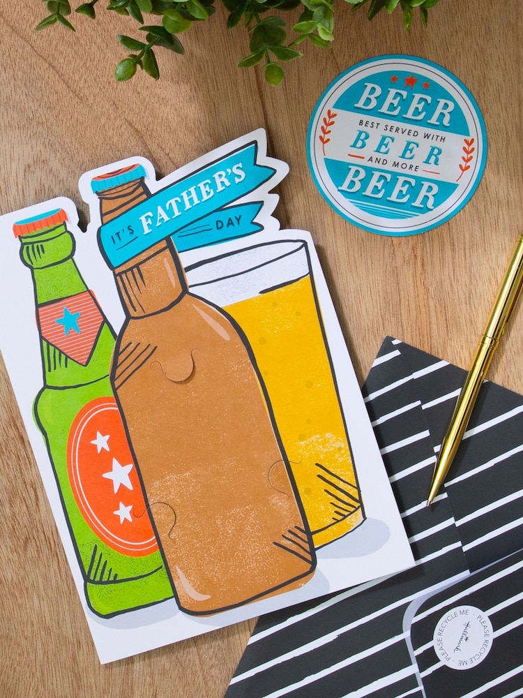Hallmark Brown Fathers Day Card With Beer Themed Coaster - Image 1 of 4 Hallmark Brown Fathers Day Card With Beer Themed Coaster - Image 1 of 4