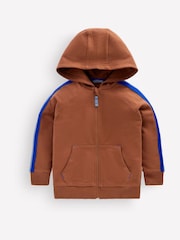 Boden Brown Tape Detail Zip-Through Hoodie - Image 1 of 3