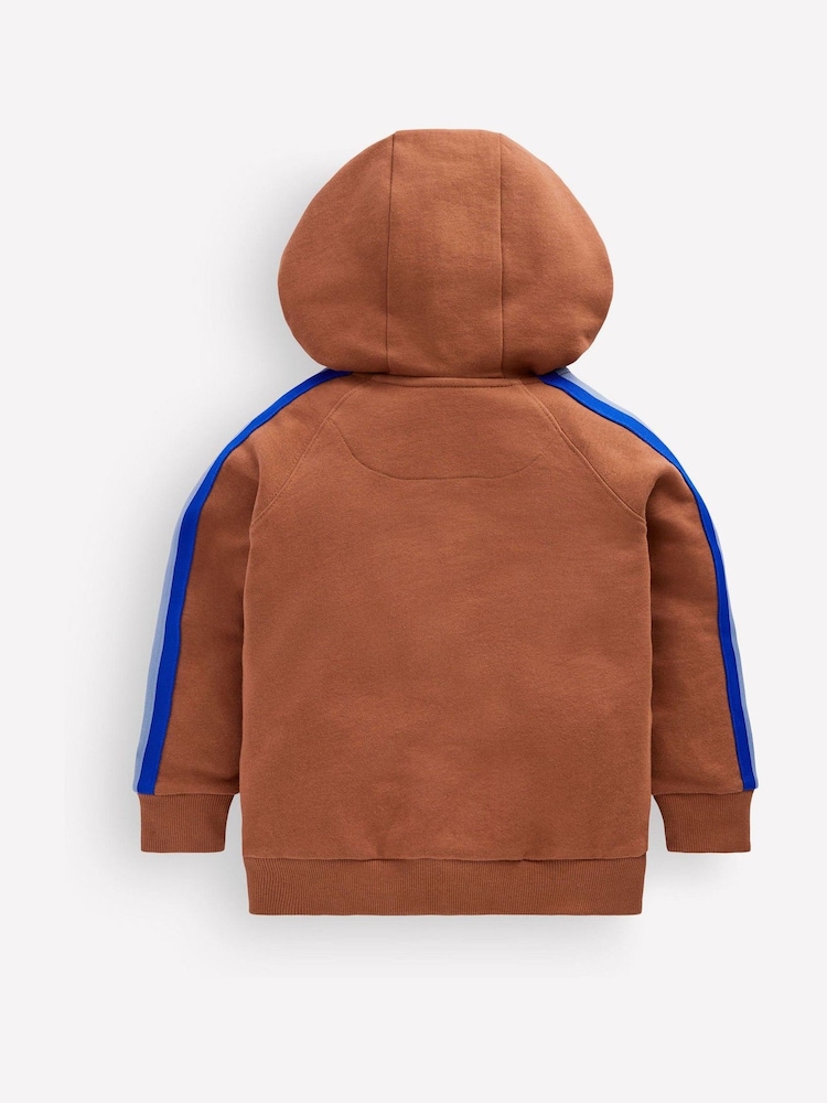 Boden Brown Tape Detail Zip-Through Hoodie - Image 2 of 3