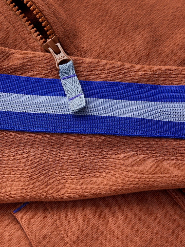 Boden Brown Tape Detail Zip-Through Hoodie - Image 3 of 3
