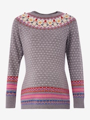 JoJo Maman Bébé Grey Maternity Penguin Cashmere Mix Fair Isle Pattern Jumper - Image 5 of 6