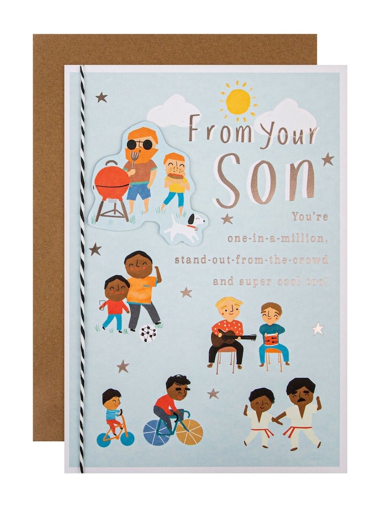 Hallmark Blue Fathers Day Card from Son Embossed Design - Image 2 of 4