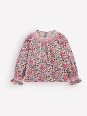 Boden Cream Smocked Printed Blouse - Image 1 of 3
