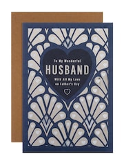 Hallmark Blue Father's Day Card For Husband Laser Cut Design Gift Set - Image 2 of 4