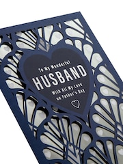 Hallmark Blue Father's Day Card For Husband Laser Cut Design Gift Set - Image 3 of 4